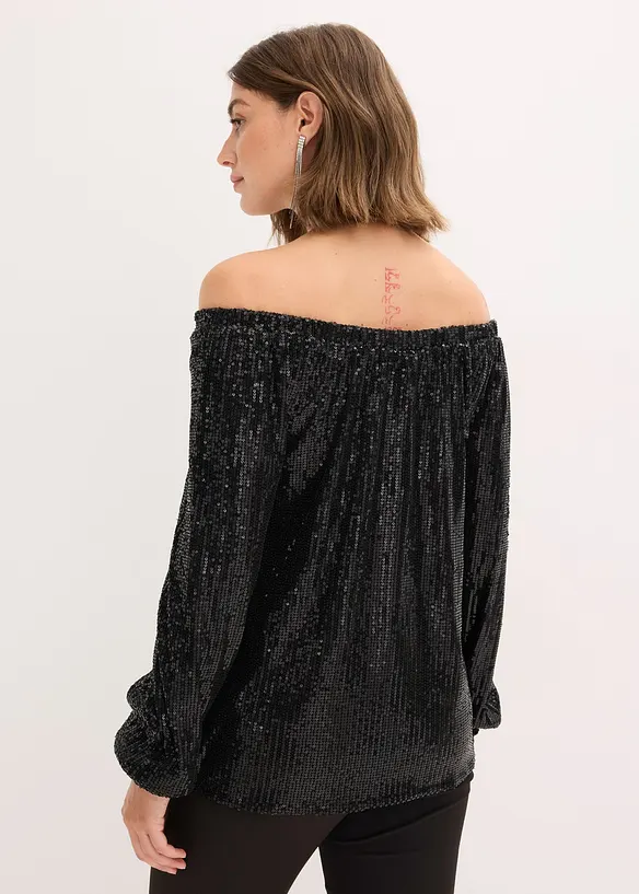Oversized triko Carmen s pajetkami, bonprix