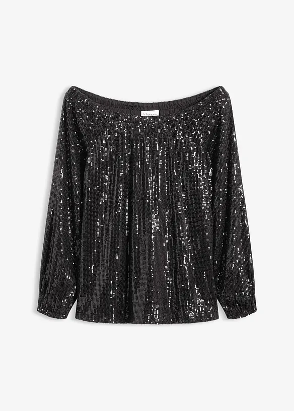 Oversized triko Carmen s pajetkami, bonprix
