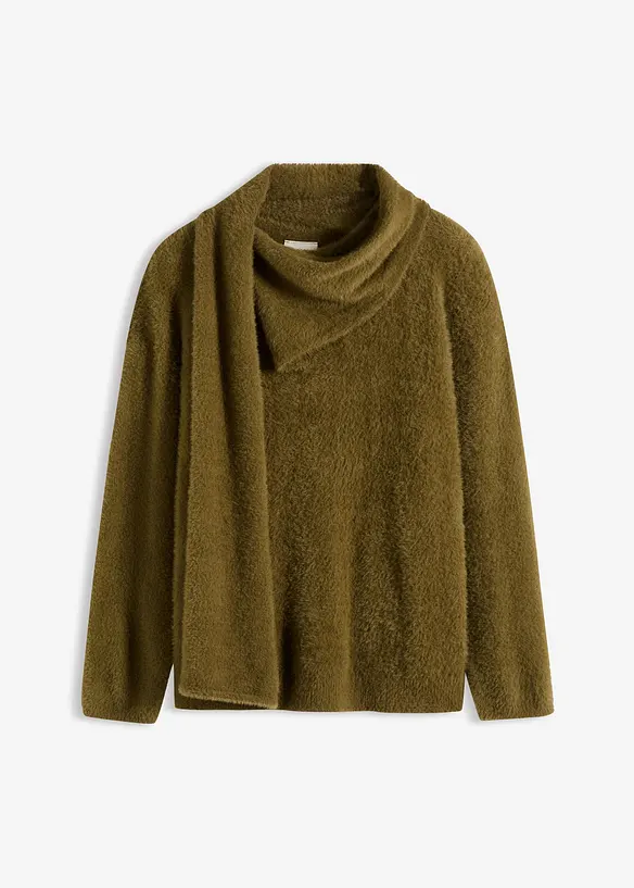 Oversize svetr s šálou, bonprix