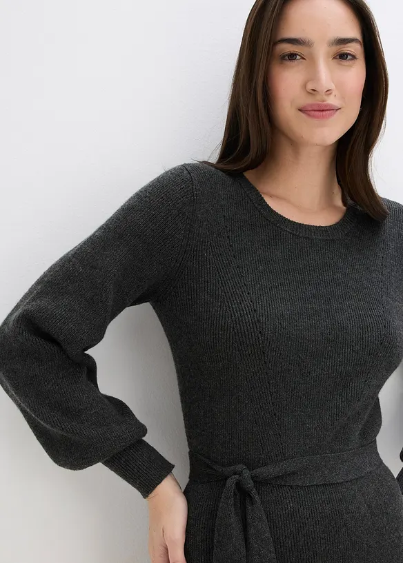 Žebrované pletené šaty ze splývavé směsi s viskózou, bonprix