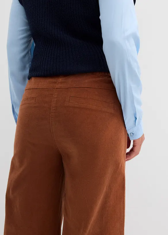 Manšestrové kalhoty s pohodlným pasem, High Waist, bonprix