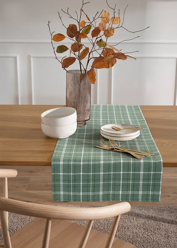 Běhoun na stůl s kostkovaným vzorem, z organické bavlny, bonprix