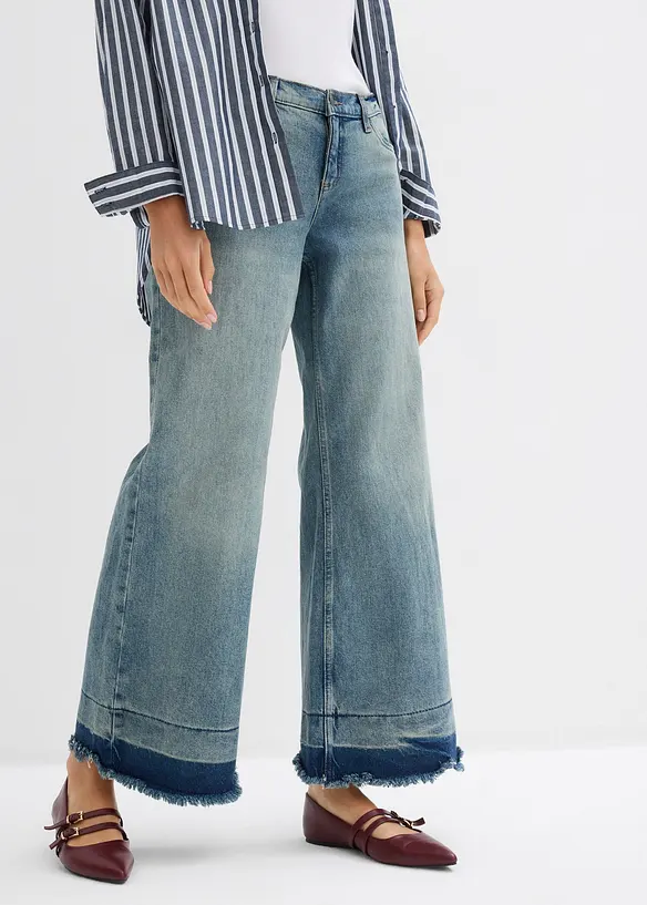 Džíny Wide Leg, Mid Waist, bonprix