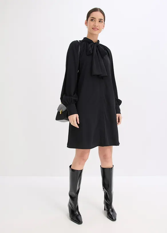 Halenkové šaty s vázačkou na límci, bonprix