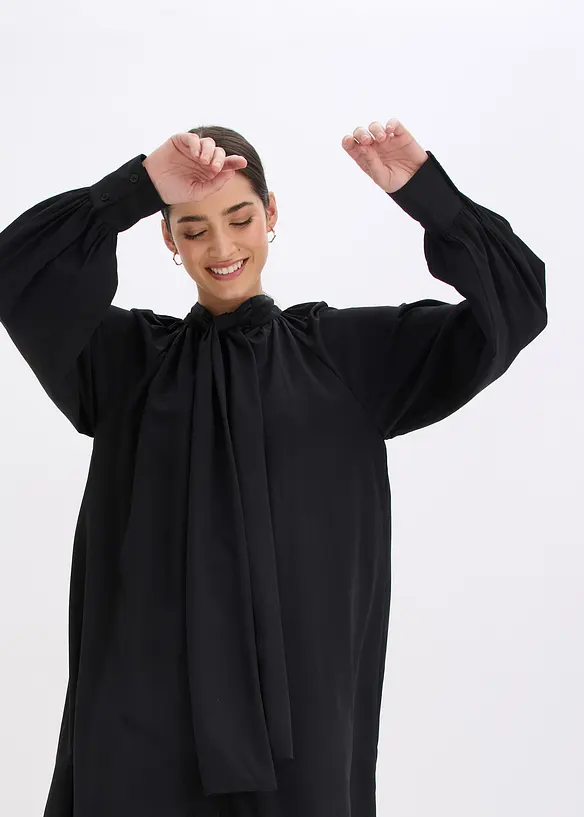 Halenkové šaty s vázačkou na límci, bonprix