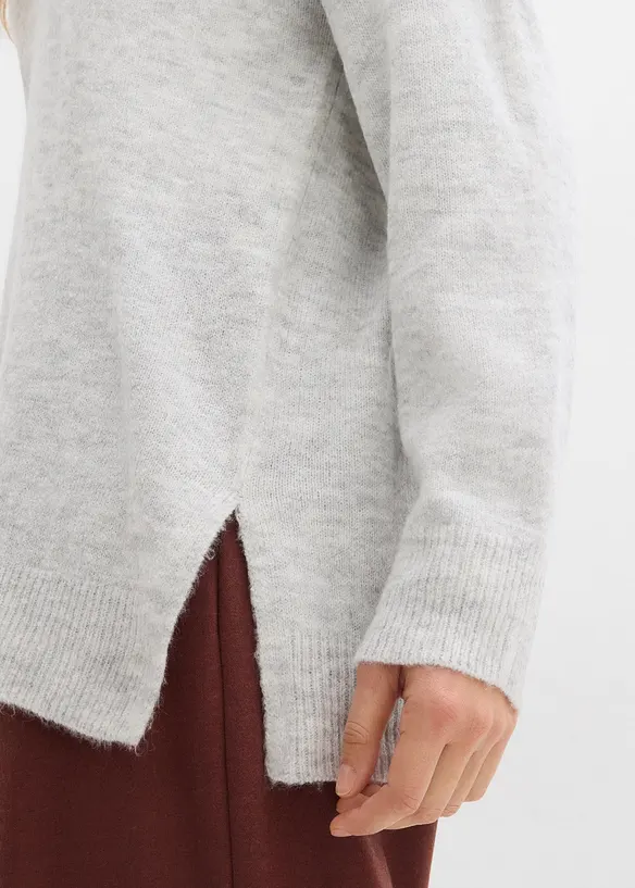 Dlouhý oversize svetr s postranními rozparky, bonprix