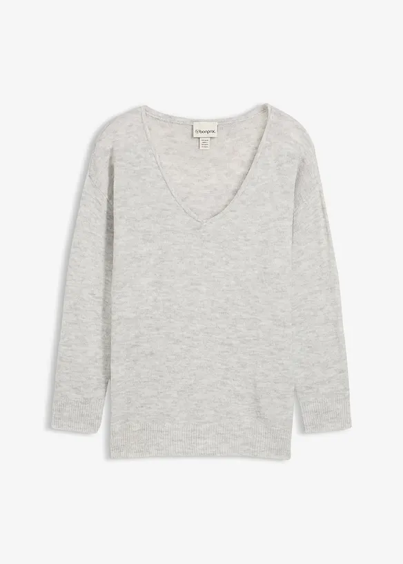 Dlouhý oversize svetr s postranními rozparky, bonprix