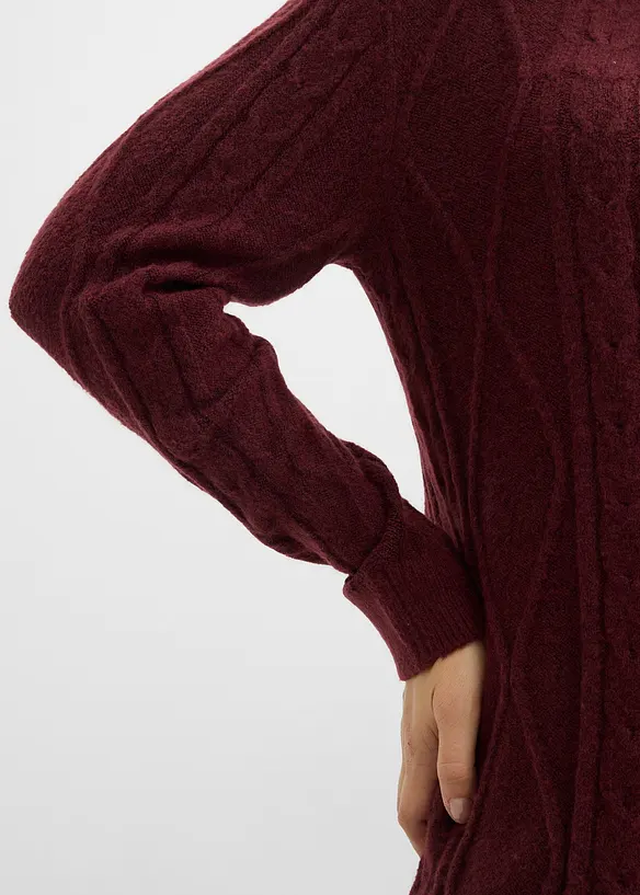 Pletené šaty s copánkovým vzorem, bonprix