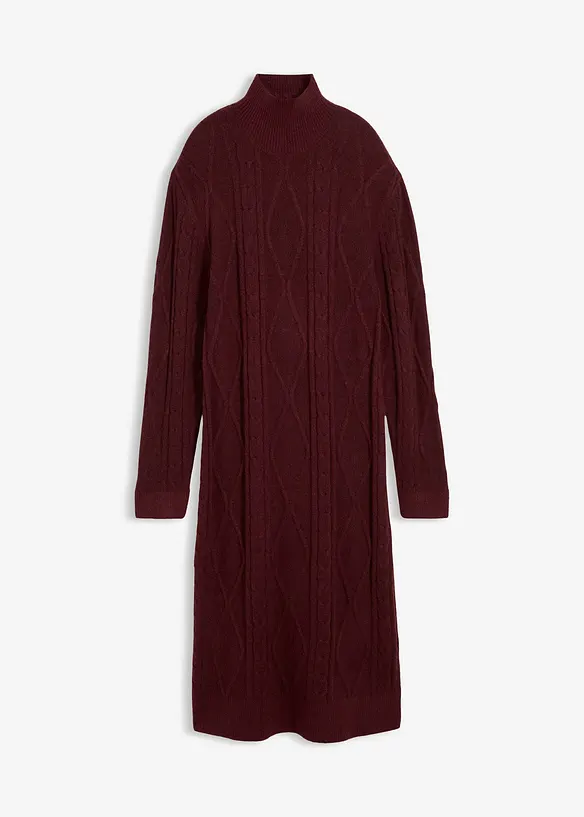 Pletené šaty s copánkovým vzorem, bonprix