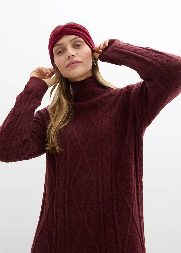 Pletené šaty s copánkovým vzorem, bonprix