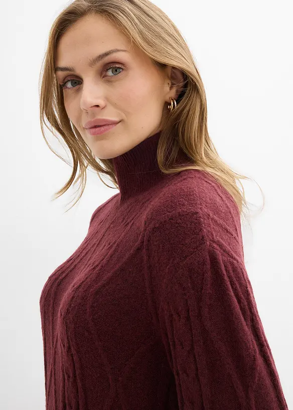 Pletené šaty s copánkovým vzorem, bonprix