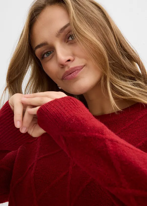 Oversize svetr s copánkovým vzorem, bonprix