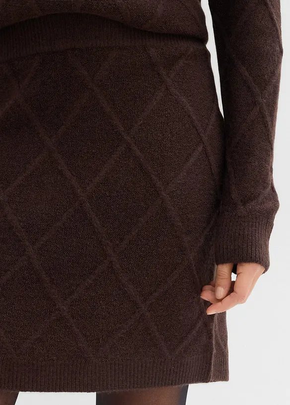Pletená sukně s copánkovým vzorem, bonprix