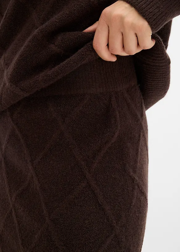 Pletená sukně s copánkovým vzorem, bonprix