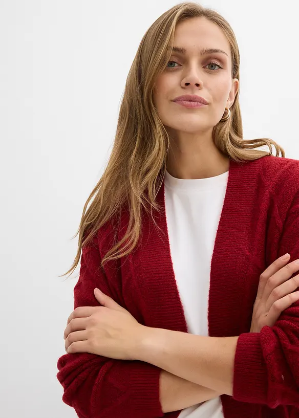 Pletený kabát s copánkovým vzorem, bonprix