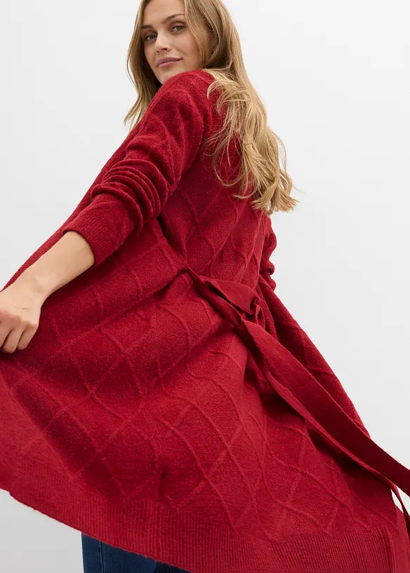 Pletený kabát s copánkovým vzorem, bonprix