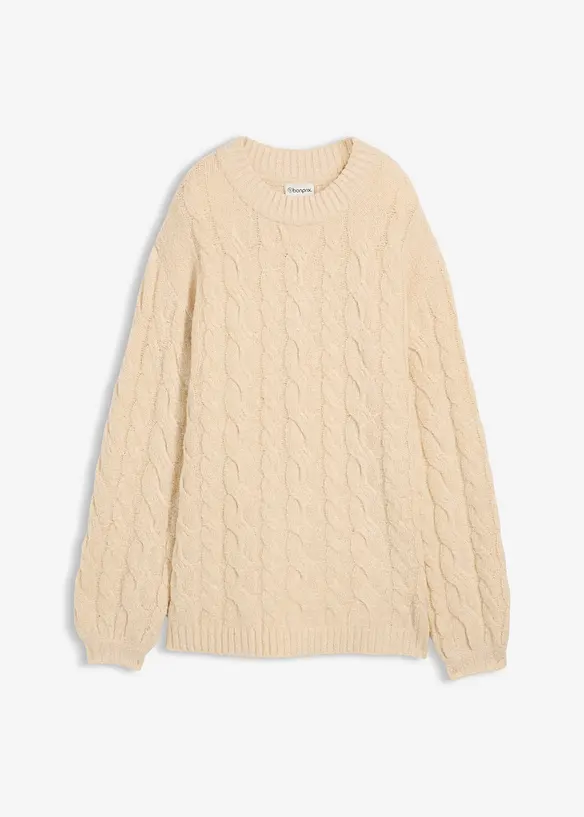 Oversize svetr s copánkovým vzorem, bonprix
