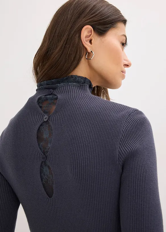 Žebrovaný svetr ze splývavé viskózové směsi, bonprix