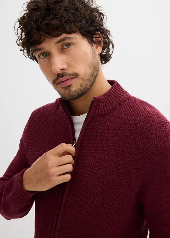 Rozep&iacute;nac&iacute; svetr z jemn&eacute; pleteniny z čist&eacute; bavlny, bonprix