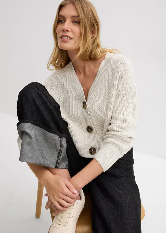 Kabátek ze silnější pleteniny z čisté bavlny, bonprix