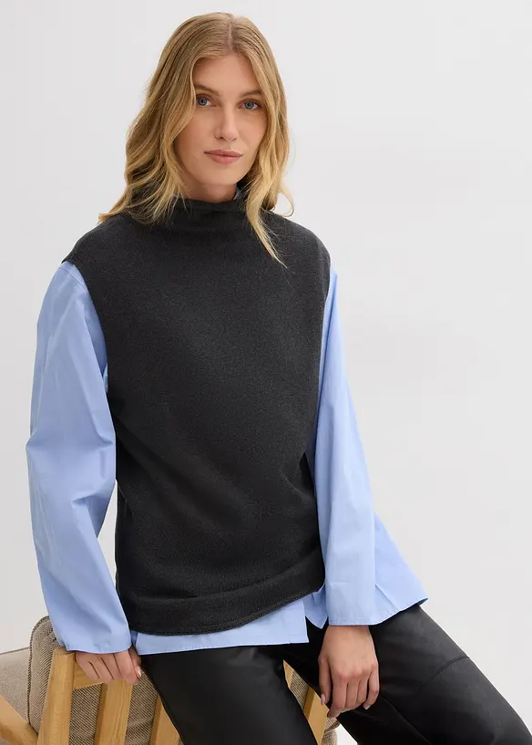 Svetr bez rukávů z čisté bavlny, bonprix