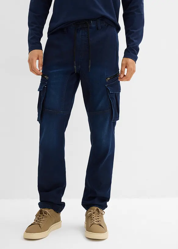 Teplákové džíny s cargo kapsami, Regular Fit, Straight, bonprix