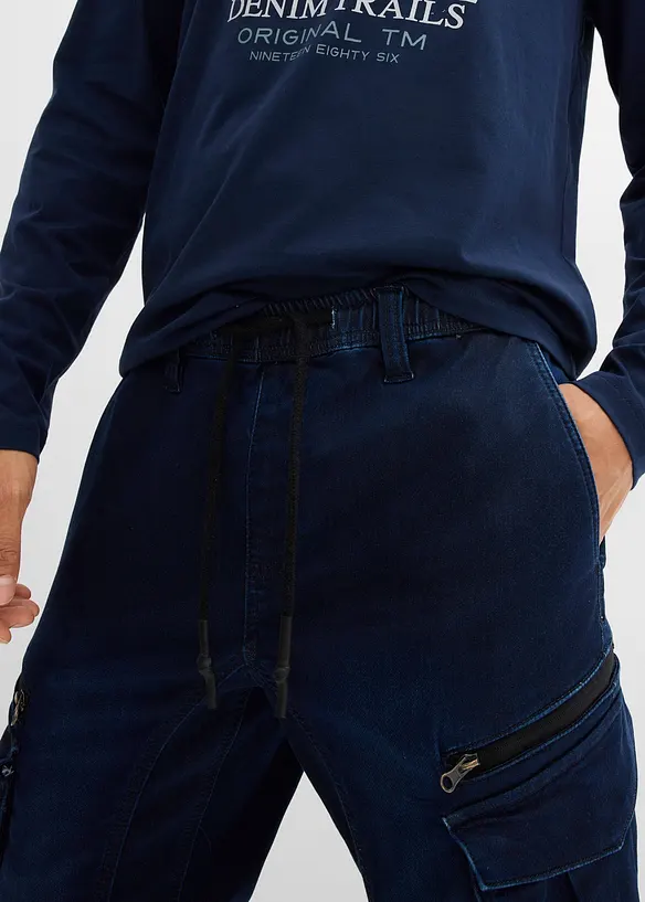 Teplákové džíny s cargo kapsami, Regular Fit, Straight, bonprix