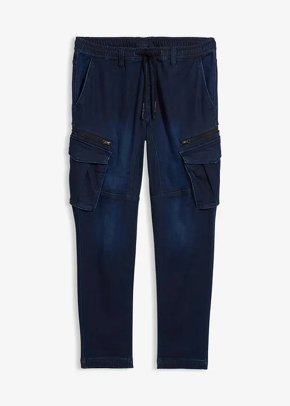 Teplákové džíny s cargo kapsami, Regular Fit, Straight, bonprix