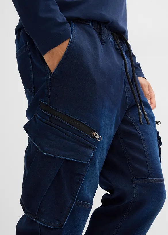 Teplákové džíny s cargo kapsami, Regular Fit, Straight, bonprix