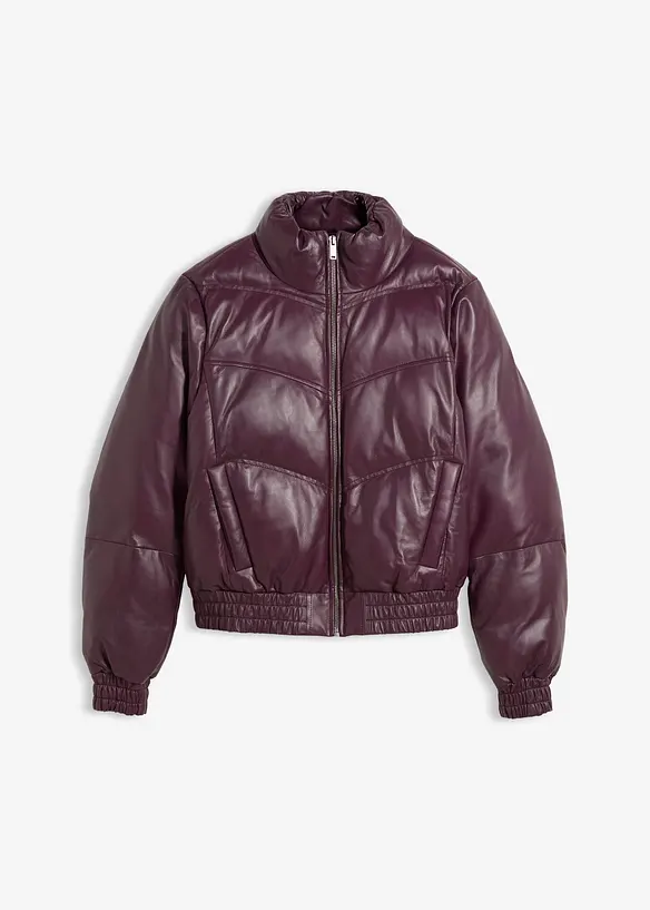 Kožená prošívaná bunda z nappa jehnětiny, bonprix