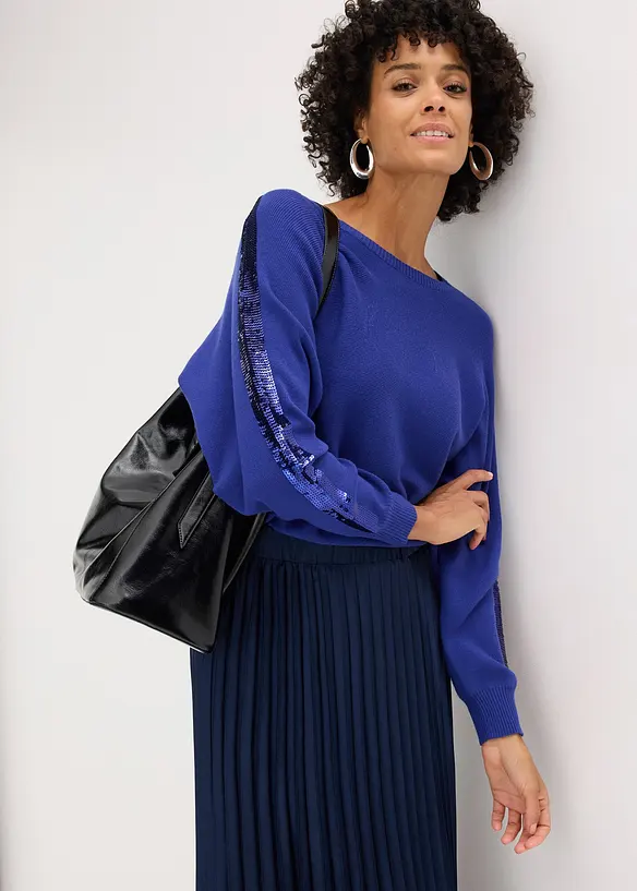 Svetr z jemn&eacute; pleteniny s flitry, bonprix