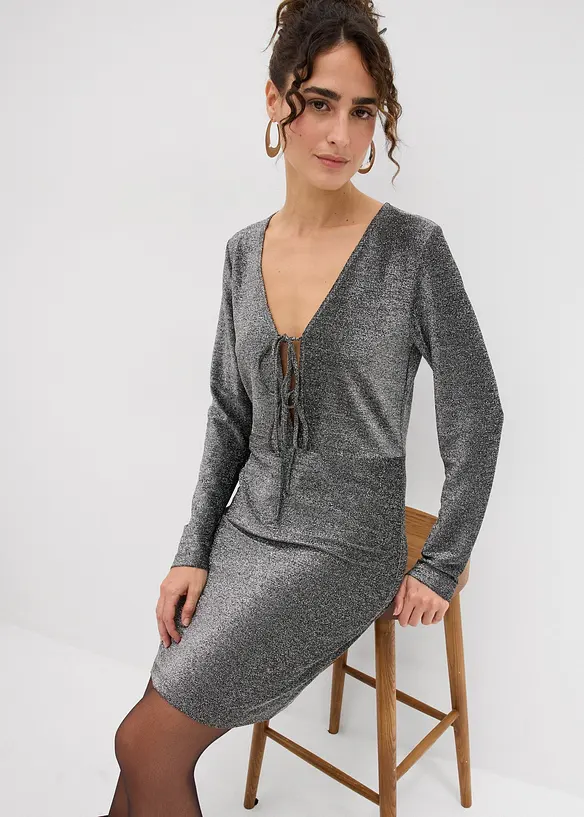 Třpytivé minišaty s ozdobnou mašlí, bonprix