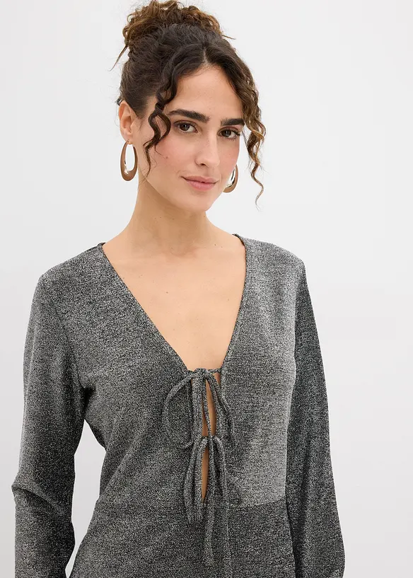 Třpytivé minišaty s ozdobnou mašlí, bonprix