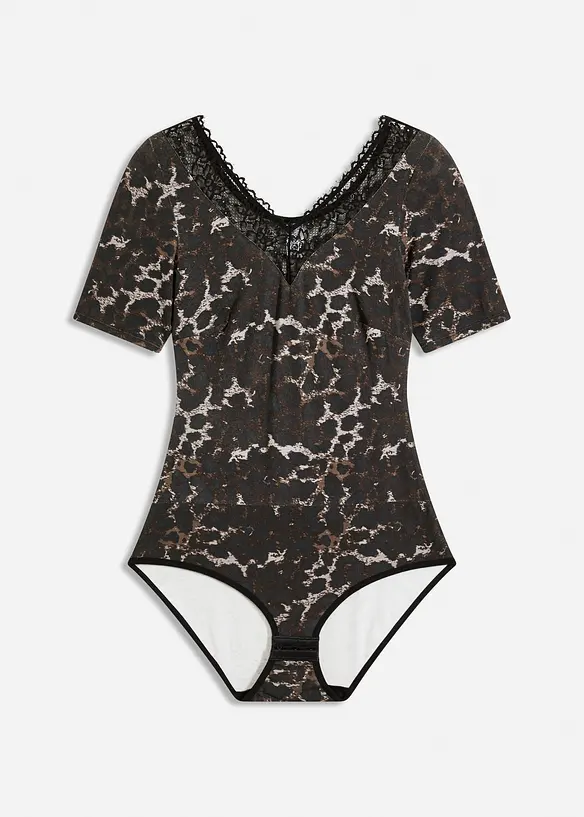 Body s polovičními rukávy, z modalu s krajkou, bonprix