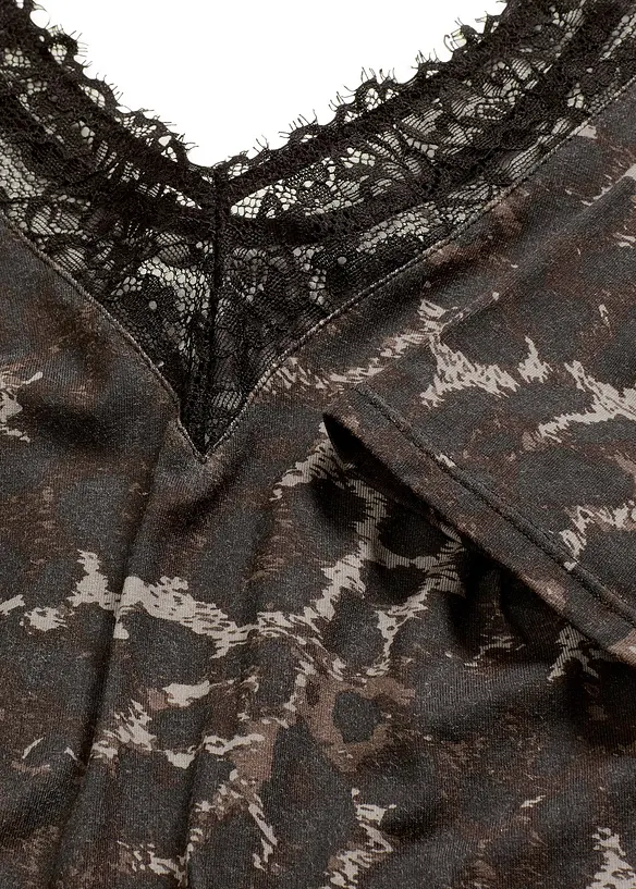 Body s polovičními rukávy, z modalu s krajkou, bonprix