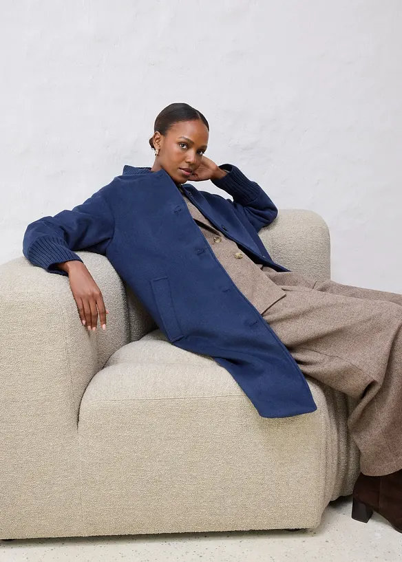 Vlněn&yacute; kab&aacute;t s pletenou aplikac&iacute;, bonprix