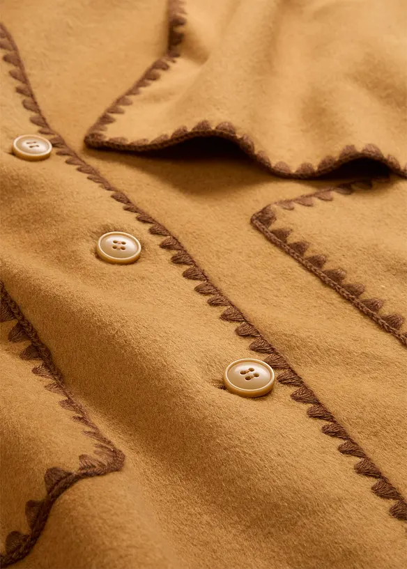 Vlněný kabátek s ozdobnou výšivkou (2dílná souprava se šálou), bonprix