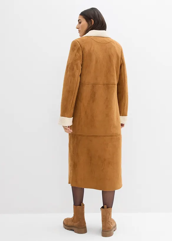 Kabát z umělé kůže, s hřejivou plyšovou podšívkou, bonprix