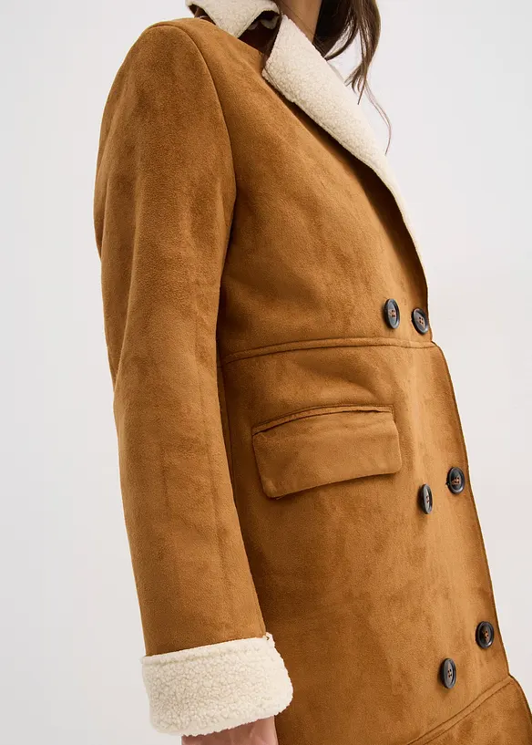 Kabát z umělé kůže, s hřejivou plyšovou podšívkou, bonprix