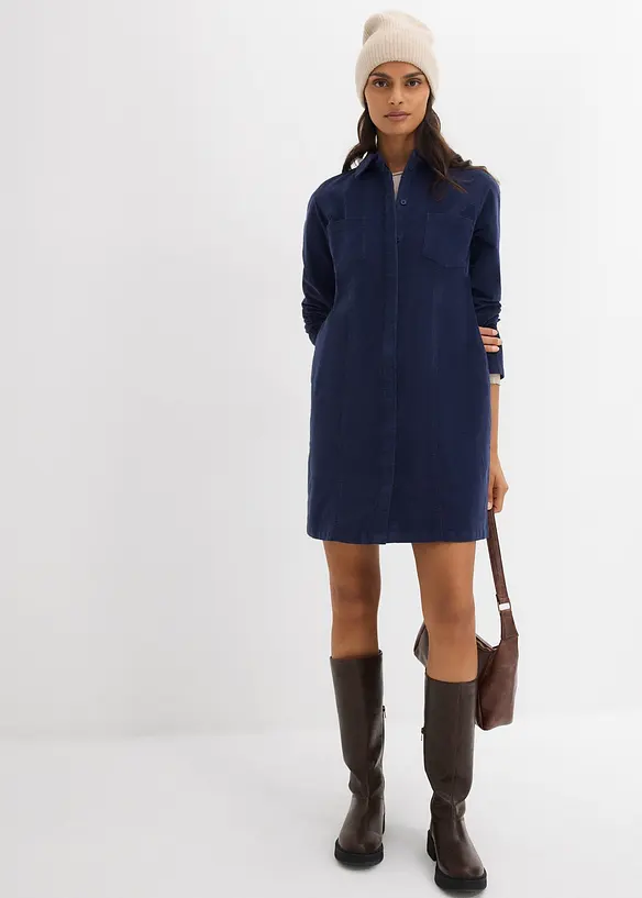 Přiléhavé manšestrové šaty, bonprix