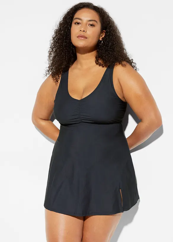 Stahovací koupací šaty, střední tvarující efekt, s výstřihem do V, bonprix