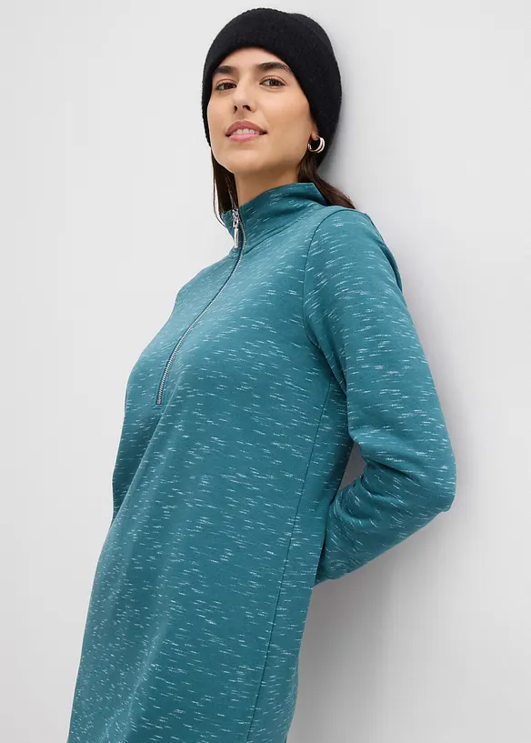 Mikinové šaty s límečkem na zip, bonprix