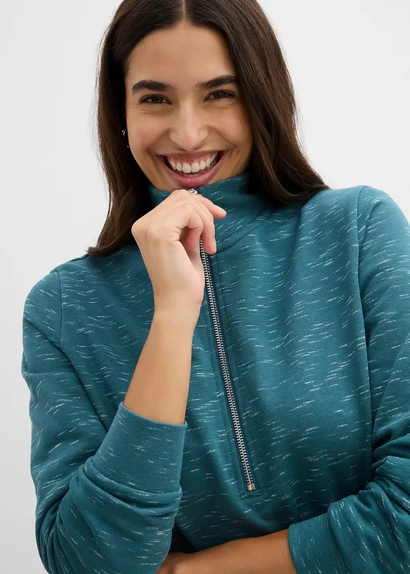 Mikinové šaty s límečkem na zip, bonprix