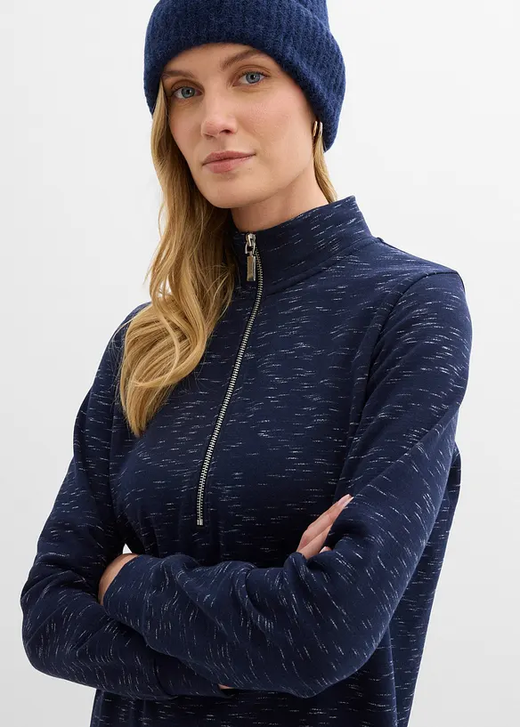 Mikinové šaty s límečkem na zip, bonprix