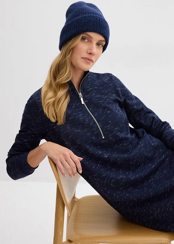 Mikinové šaty s límečkem na zip, bonprix