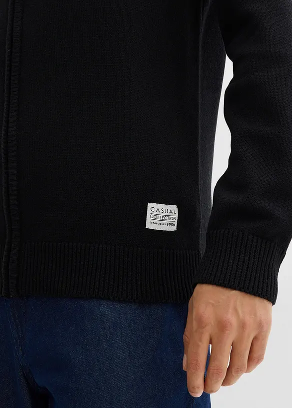 Rozepínací svetr se stojáčkem, s recyklovanou bavlnou, bonprix