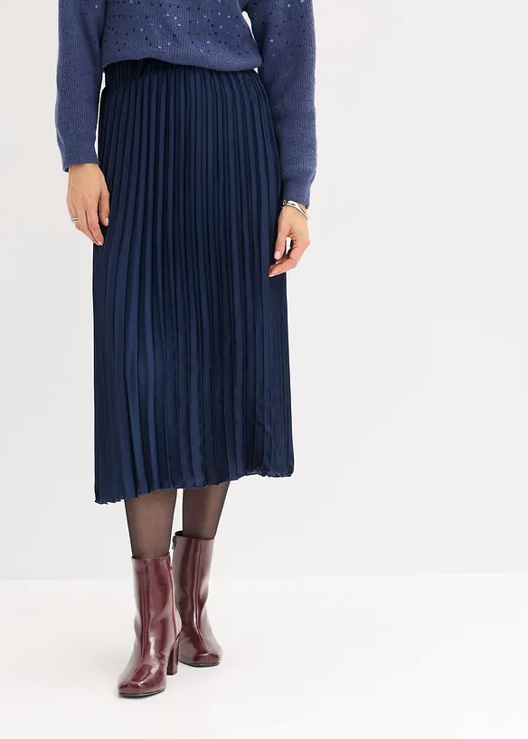 Plisovaná sukně z jemného saténu, bonprix