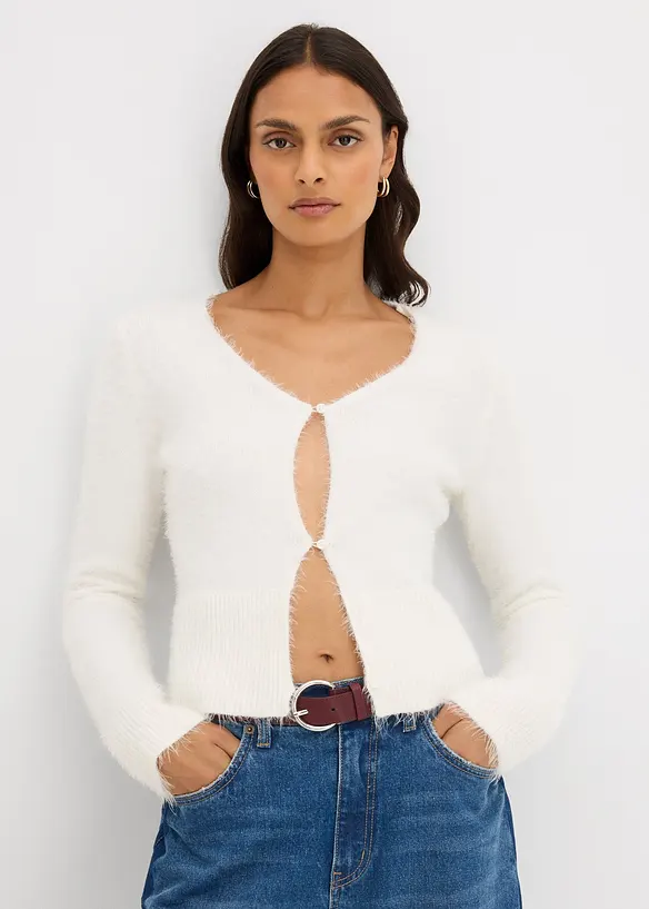 Kabátek z jemné pleteniny z péřové příze, bonprix