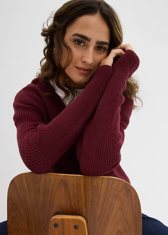 Svetr z žebrovan&eacute; pleteniny z čist&eacute; organick&eacute; bavlny, bonprix