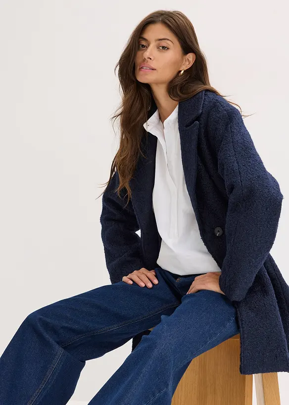 Krátký buklé kabát, oversize, bonprix